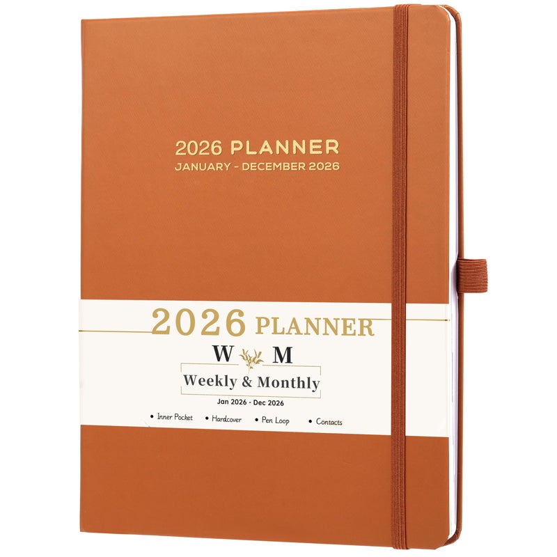 Tersus 2026 Planner - Planner 2026, 2026 Planner Weekly and Monthly, 8"Ã— 10", Jan 2026 - Dec 2026, Inner Pocket, Elastic Closure, Pen Loop, Bookmarks, Note Pages - Image 1