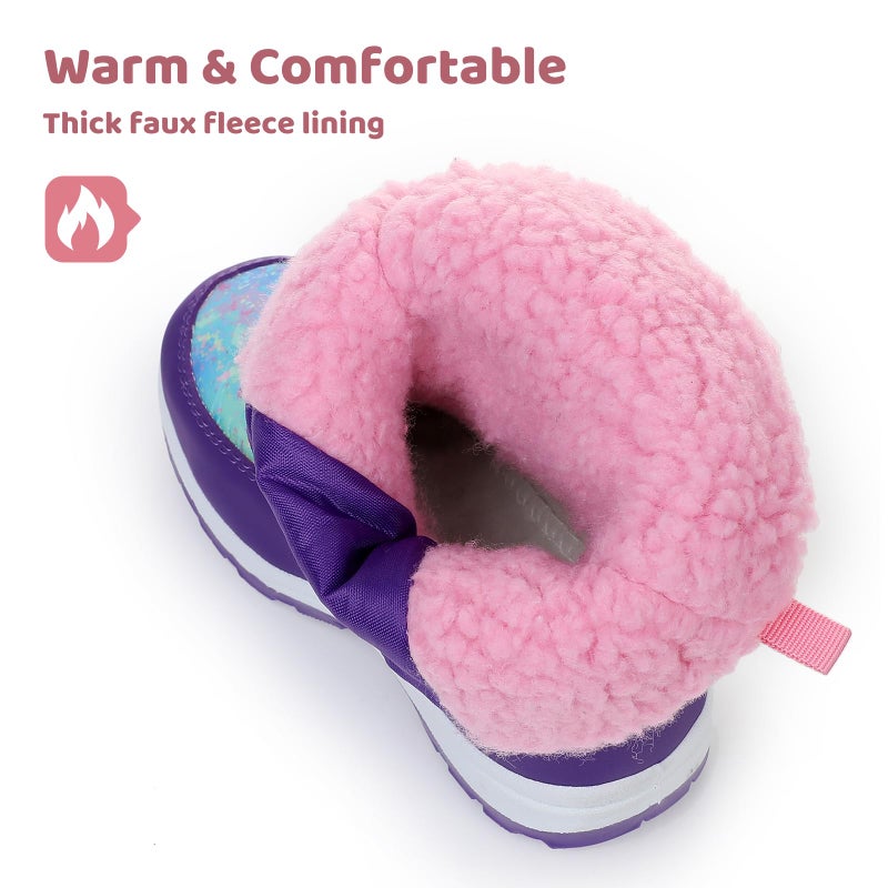 Apakowa Kids Girls Snow Boots Side Zipper Water Resistant Warm Winter Boots (Toddler/Little Kid) - Image 3
