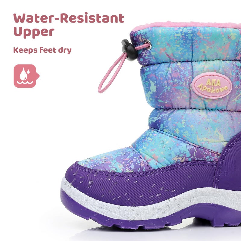 Apakowa Kids Girls Snow Boots Side Zipper Water Resistant Warm Winter Boots (Toddler/Little Kid) - Image 4