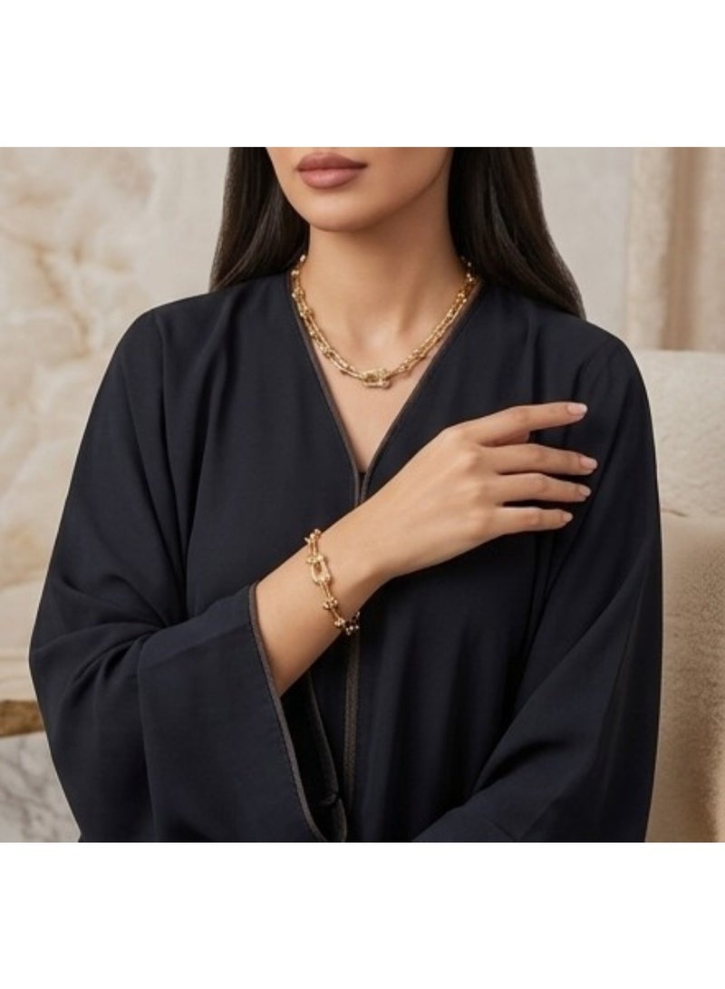 Beyond Connect General Trading Beyond Jewellery Lynx Paperclip Link Chain Necklace Crystal Pave Clasp Gold-Tone - Image 1