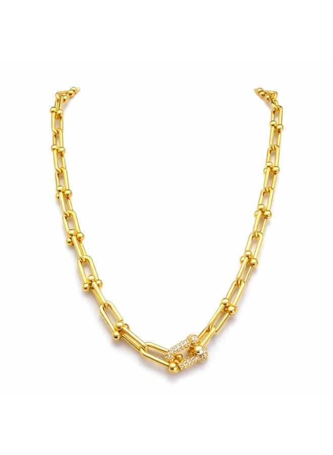 Beyond Connect General Trading Beyond Jewellery Lynx Paperclip Link Chain Necklace Crystal Pave Clasp Gold-Tone - Image 2