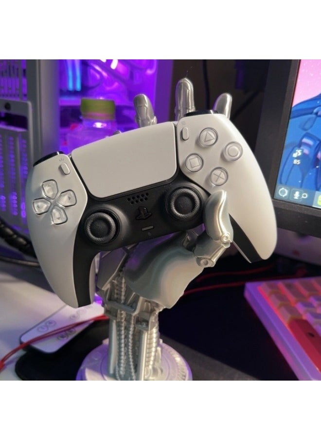 Generic - Cyberpunk Manipulator Handle Bracket 2077 Johnny Silver Hand Surrounding XBOX PS4/5 Handle Round Bottom Ornaments-Color:Black Red-Specifications:Right Hand Round Bottom - Image 1