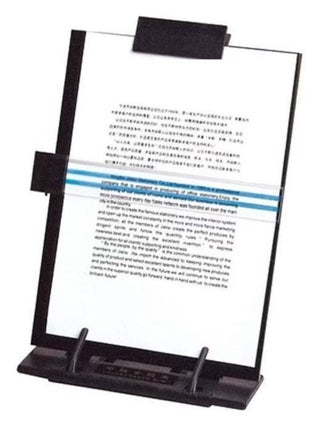 Copy Paper Holder Stand (Metal) with Adjustable Clip and Line Guide for Reading Typing, Desktop Stand for A4 Legal Size Documents Copyholder Multiple Viewing Positions Black