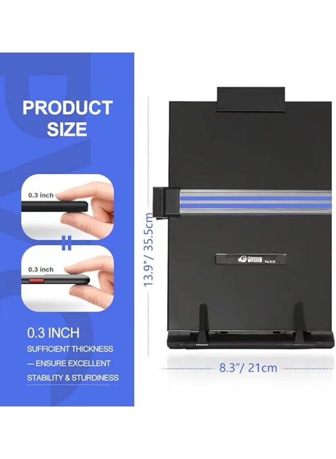 Copy Paper Holder Stand (Metal) with Adjustable Clip and Line Guide for Reading Typing, Desktop Stand for A4 Legal Size Documents Copyholder Multiple Viewing Positions Black - Image 3