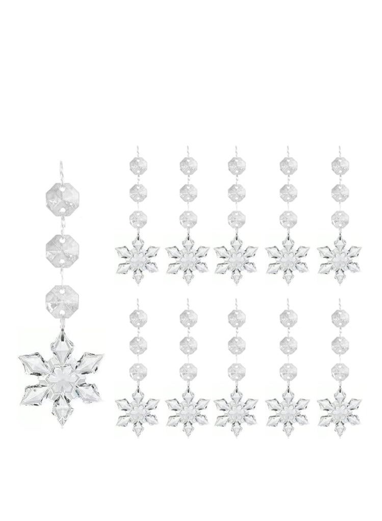 30 PCS Crystal Snowflake Christmas Ornaments for Tree Decorations, Hanging Acrylic Clear Hanging Snowflake Ornaments with Drop Pendants for Winter Wonderland Decor Party Supplies - Image 1