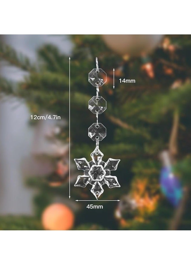 30 PCS Crystal Snowflake Christmas Ornaments for Tree Decorations, Hanging Acrylic Clear Hanging Snowflake Ornaments with Drop Pendants for Winter Wonderland Decor Party Supplies - Image 2