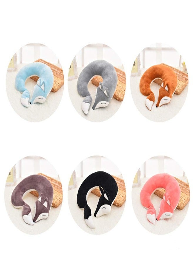 jidachuang Travel Pillows Planes Fox Animal U-Shaped Neck Pillow Plush Fur Warm Cartoon Comfortable Luggage Pillow for Airplanes Car Train (A-Pink) - Image 4