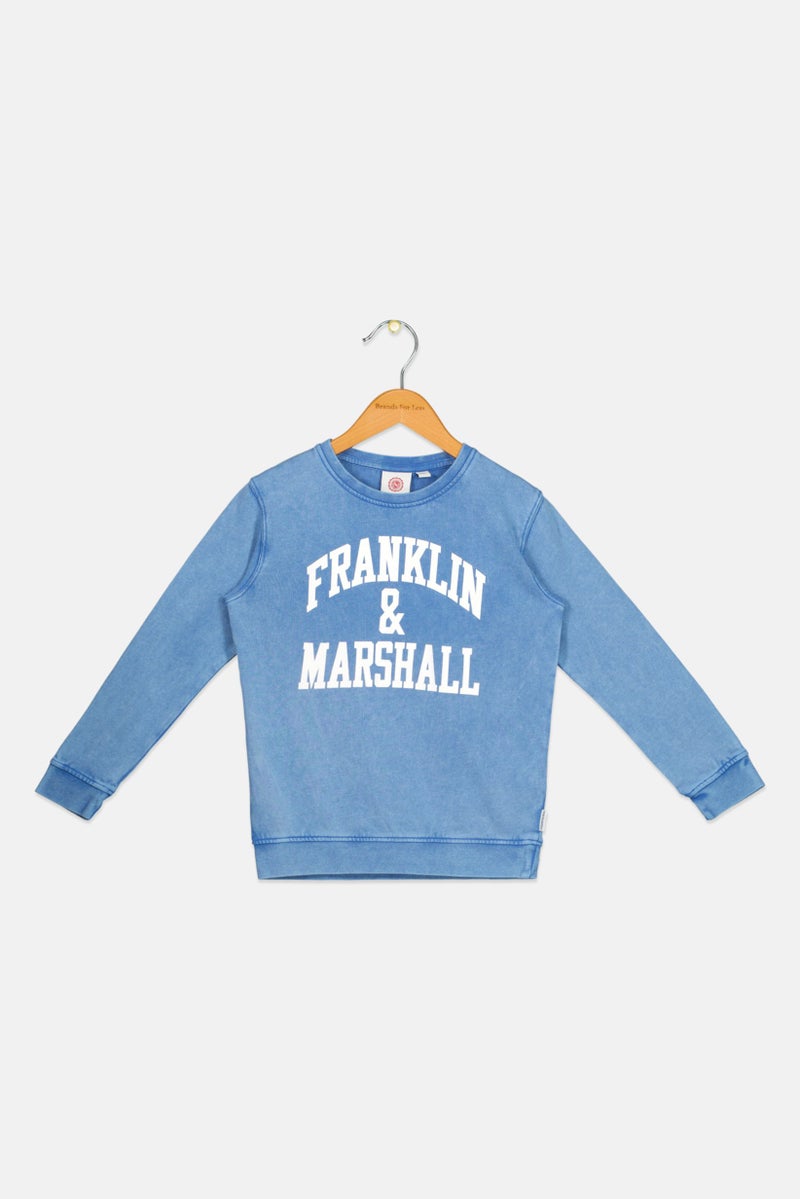 Franklin Marshall Kids Boy Sportswear Fit Long Sleeve Outdoor Sweatshirt, Light Blue - Image 1
