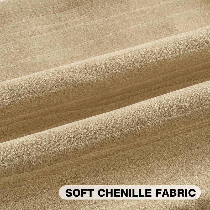 FUTEI Apricot Chenille Decorative Throw Pillow Covers 18x18 Inch Set of 2,Soft Crushed Striped Texture Cushion Case,Modern Home Decor for Couch Bed Living Room - Image 2