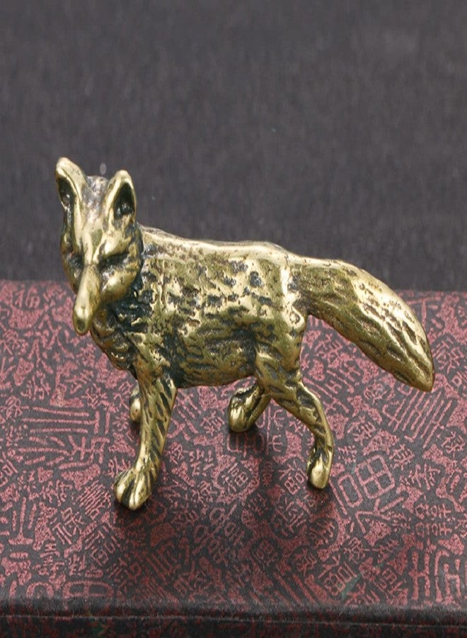 DMtse Brass Mini Adorable Animal Fox Decor Statue Figurines for Animal Sculpture Arts Table Centerpiece Home Gifts - Image 2