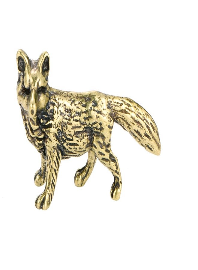 DMtse Brass Mini Adorable Animal Fox Decor Statue Figurines for Animal Sculpture Arts Table Centerpiece Home Gifts - Image 1