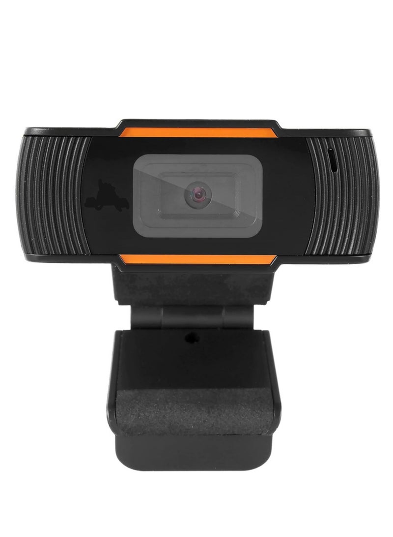 كاميرا ويب USB مع ميكروفون مدمج، 1080p دقة عالية كاملة، 30 إطار في الثانية، أسود وبرتقالي - للكمبيوتر المكتبي، اللابتوب، ويندوز، ماك، لينكس، الاجتماعات عبر الإنترنت، البث المباشر، دردشات الفيديو