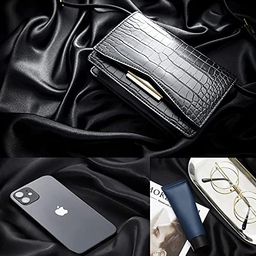 Yiemoge Satin Photography Background Silk, Glossy Fabric Cloth Backdrops for Goods, Crafts, Jewelry, Cosmetics, Food Photoshoot and Flat Lay (Black, 3.3×2.5ft/100×75cm) - Image 2