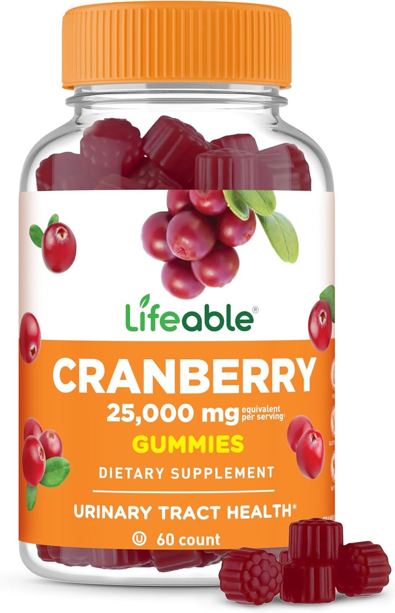 Lifeable Cranberry Gummies for Women  25000 mg Equivalency  Great Tasting Cranberry Supplement  for Urinary Tract Health Bladder  Kidney Support  Vegan and Non GMO Cranberries  60 Count - Image 1