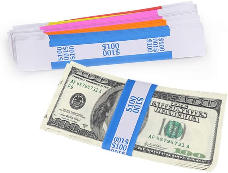 YSSENTIALS Currency Straps –450 Assorted Bill Wrappers, Money Bands to Organize Bills, ABA Standard Colors, Self-Adhesive, 7.5 x 1.15 Inches (450 Assorted/ 50 of Each) - Image 4