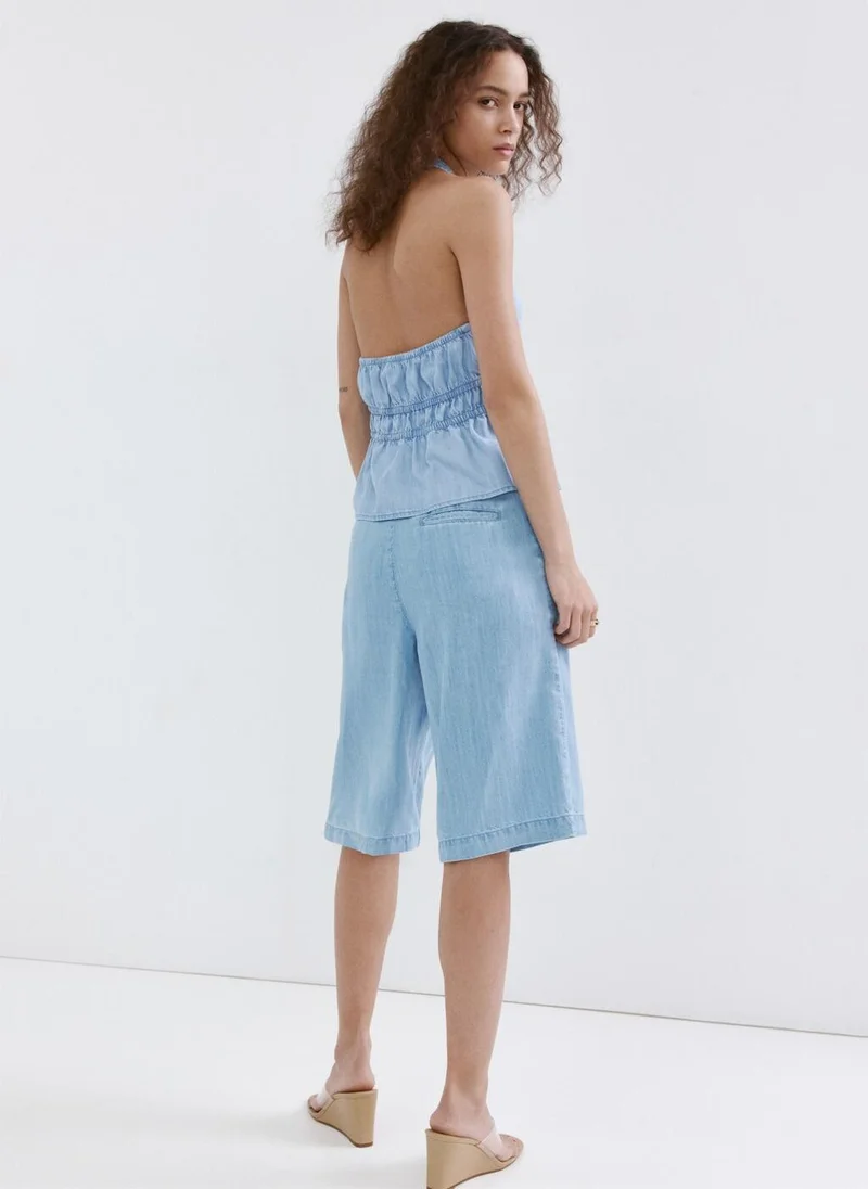 مانجو Straight Low-Rise Denim Bermuda Shorts