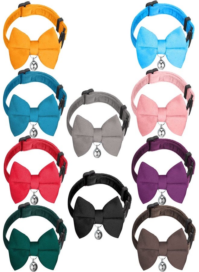 Yahenda 10 Pieces Cat Bowtie Collars with Bell Solid Colors Kitten Bow Breakaway Cat Bowtie for Boys Girls Adjustable Pet Collar with Safety Buckle Kitten Puppy Pet Accessories - Image 1