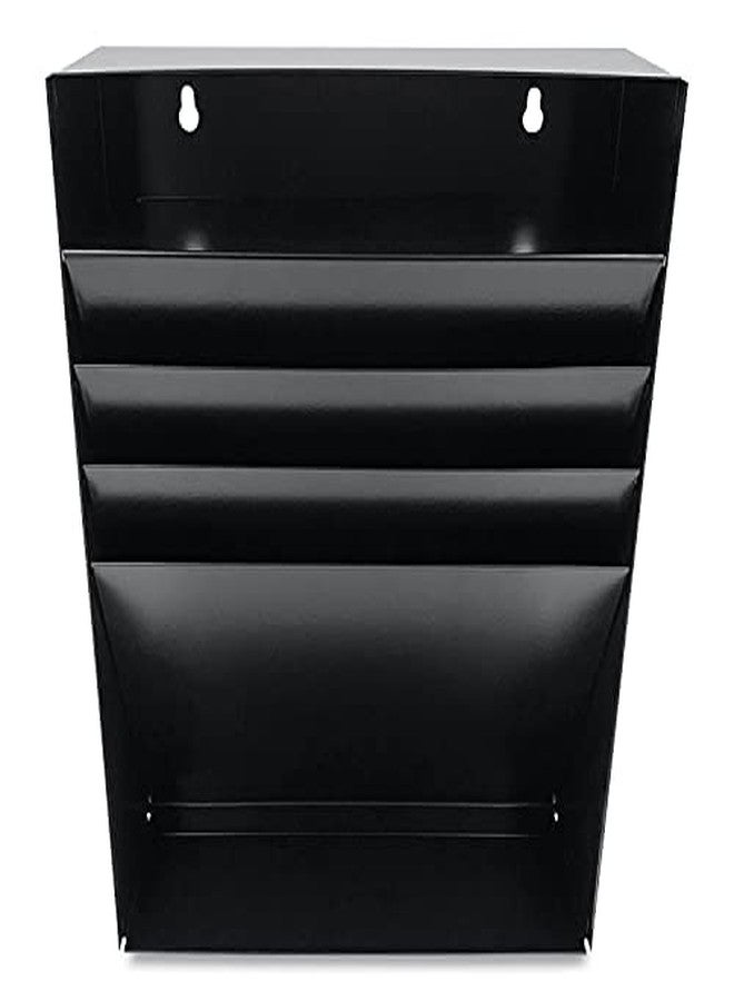Huron Stationery Holder For Desk and Drawer 3 Slot, Black Steel - Image 2