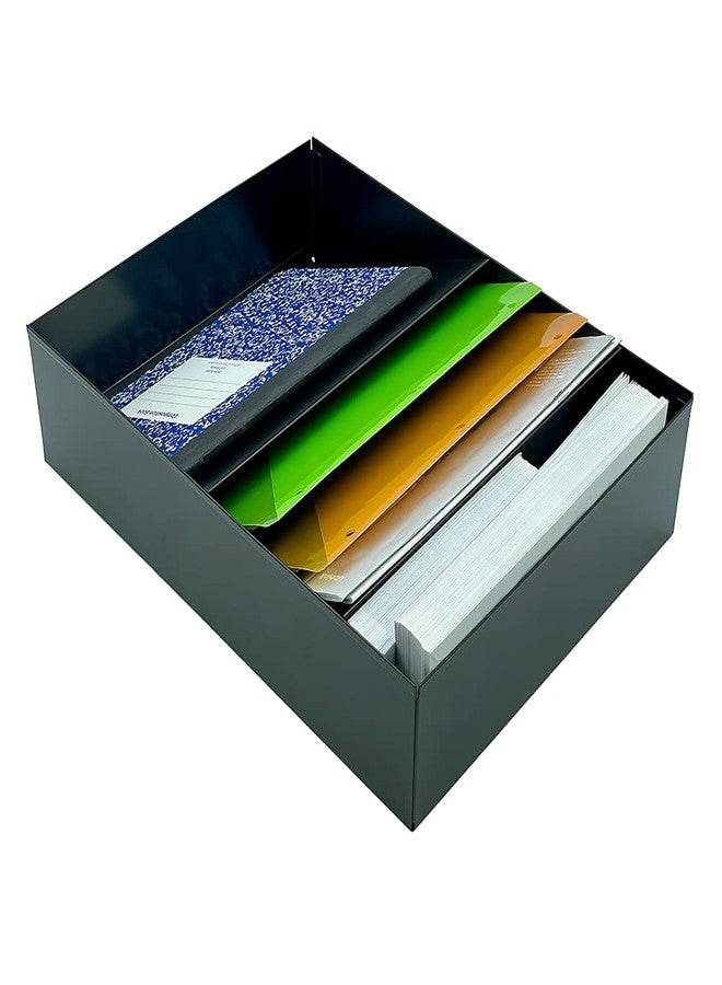 Huron Stationery Holder For Desk and Drawer 3 Slot, Black Steel - Image 1