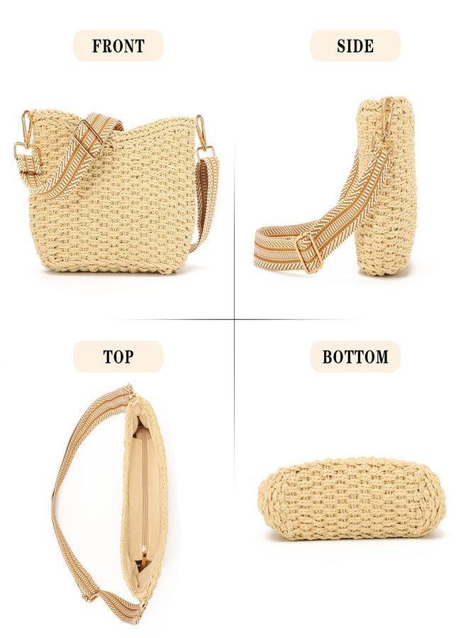 KUANG! Straw Woven Shoulder Bag for Women Summer Beach Tote Bag Crossbody Handbag Satchel Chain Purse - Image 4
