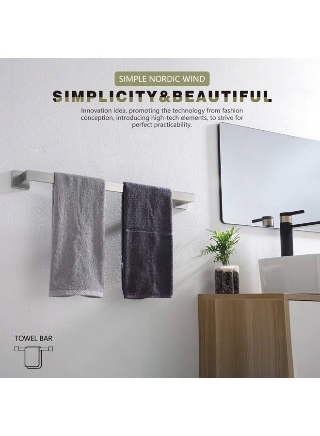 KOKOSIRI 24-Inch Single Towel Bar, Bathroom Kitchen Towel Holder, Wall Mounted SUS304 Stainless Steel Towel Rack, Brushed Nickel, B4003BR-L24 - Image 4