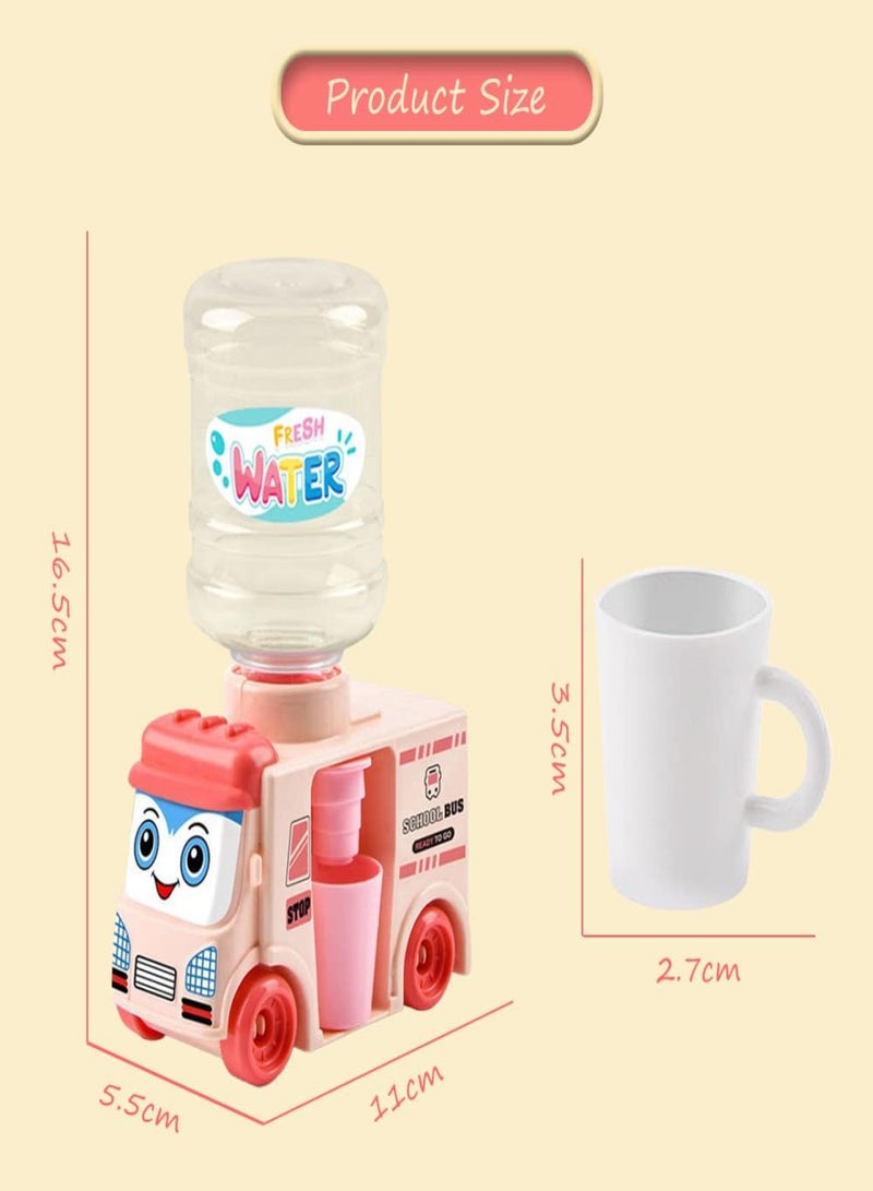 Mini Water Dispenser Toy School Bus Water Dispenser Children Children Toys 0-3 Years Old Boys and Girls (1 Powder 1 Blue) - Image 3