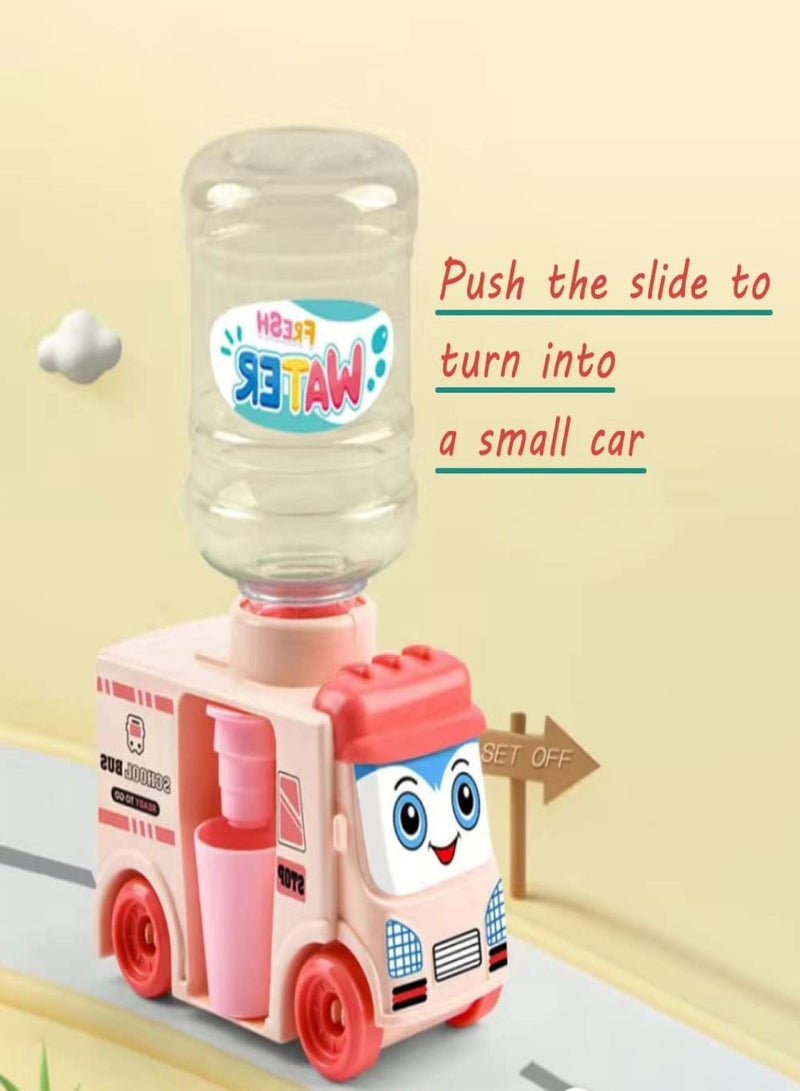 Mini Water Dispenser Toy School Bus Water Dispenser Children Children Toys 0-3 Years Old Boys and Girls (1 Powder 1 Blue) - Image 2