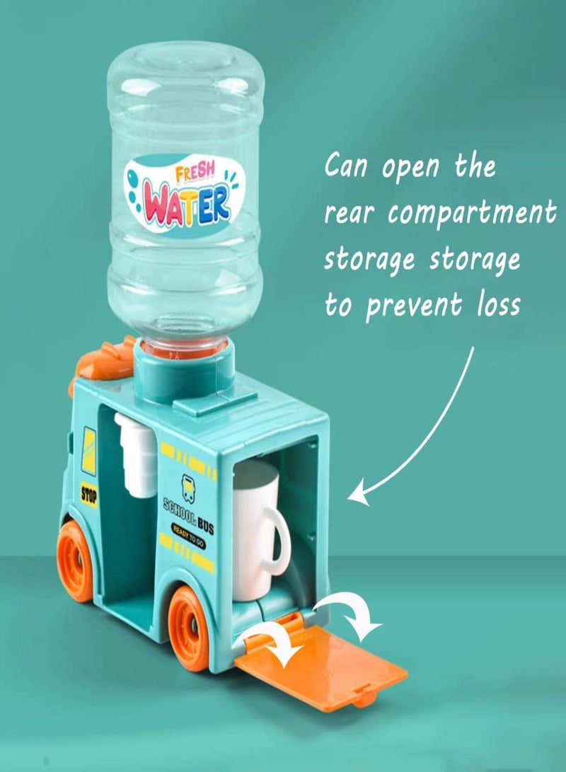 Mini Water Dispenser Toy School Bus Water Dispenser Children Children Toys 0-3 Years Old Boys and Girls (1 Powder 1 Blue) - Image 4