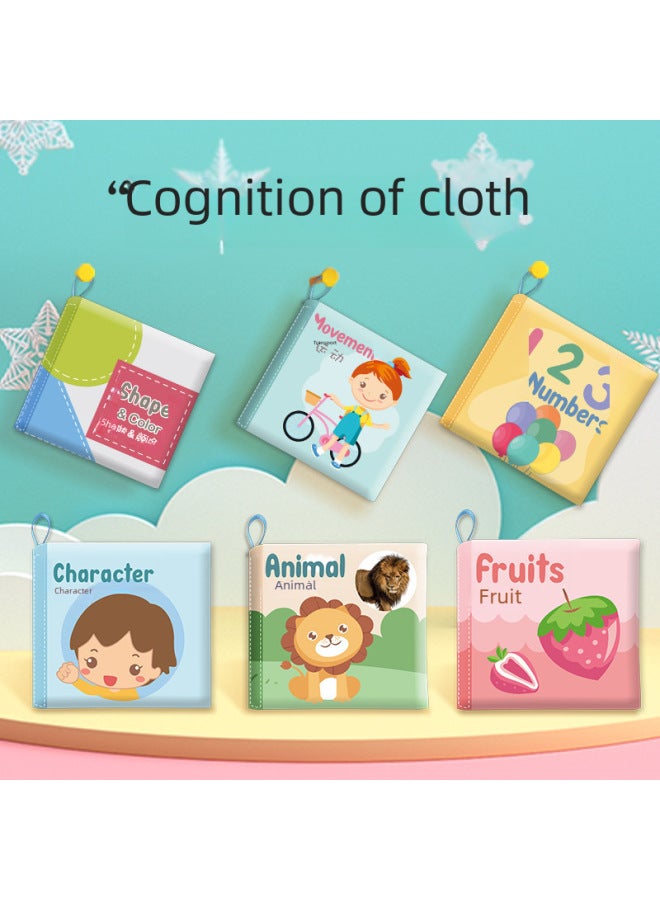 Baby Cloth Book Ring Paper BB Whistle Can't Tear Three-dimensional Cloth Book Baby Early Childhood Education Cognition Bite Book Toy-Color:Character Cloth Book (opp Bag)  - Image 2