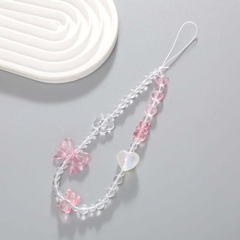 Yilian Handmade Beaded Mobile Phone Chain – Floral Wrist Strap for Women - Image 5