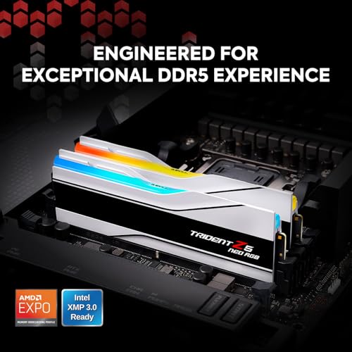 G.SKILL Trident Z5 Neo RGB Series DDR5 RAM (AMD Expo & Intel XMP 3.0) 64GB (2x32GB) 6000MT/s CL36-36-36-96 1.35V Desktop Computer Memory U-DIMM - Matte White (F5-6000J3636F32GX2-TZ5NRW) - Image 2