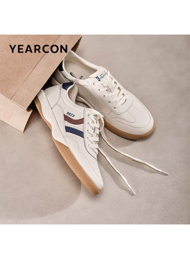 YEARCON Yierkang Men's Shoes Forrest Gump Shoes Sports Casual Shoes Retro Comfortable German Training Board Shoes 57943w Beige/blue Size 39 - Image 1