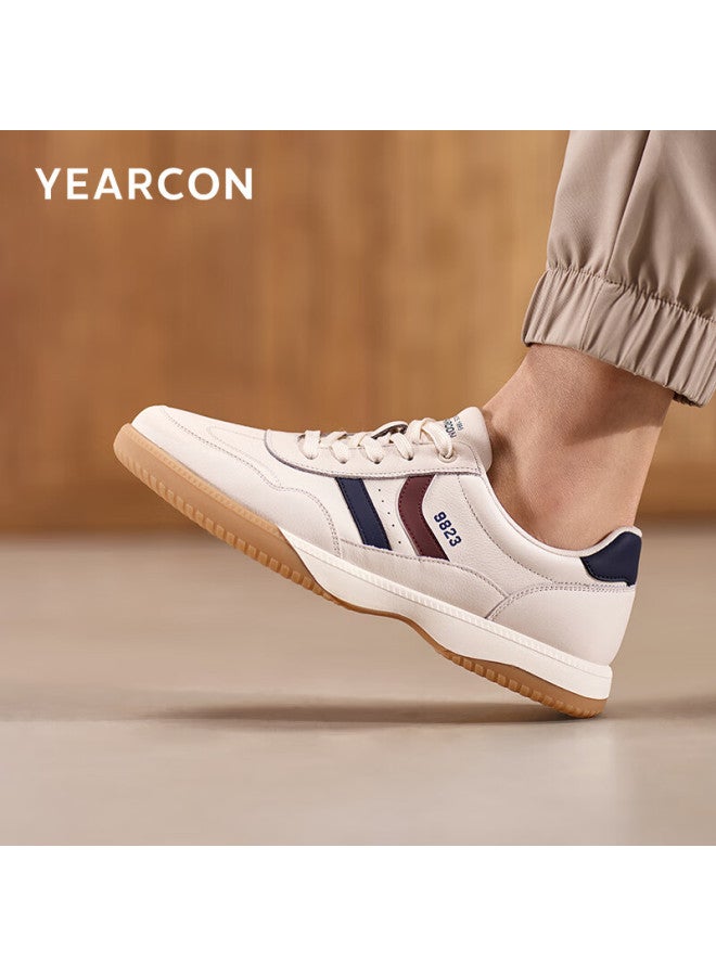 YEARCON Yierkang Men's Shoes Forrest Gump Shoes Sports Casual Shoes Retro Comfortable German Training Board Shoes 57943w Beige/blue Size 39 - Image 2