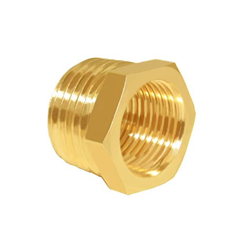 Hooshing 6PCS Brass Reducer Hex Bushing 1/2" NPT Male to 3/8" NPT Female Thread Pipe Fitting Atapter - Image 3