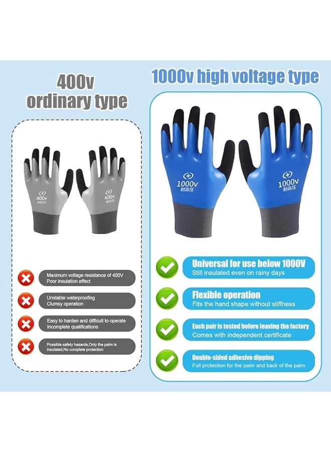 يوڠام قفازات عمل عازلة 1000 فولت، قفازات أمان للجهد العالي مع حماية من الحرارة ومقاومة اللهب، قفازات عازلة مريحة لأعمال الصيانة الكهربائية والاستخدام الصناعي - Image 4