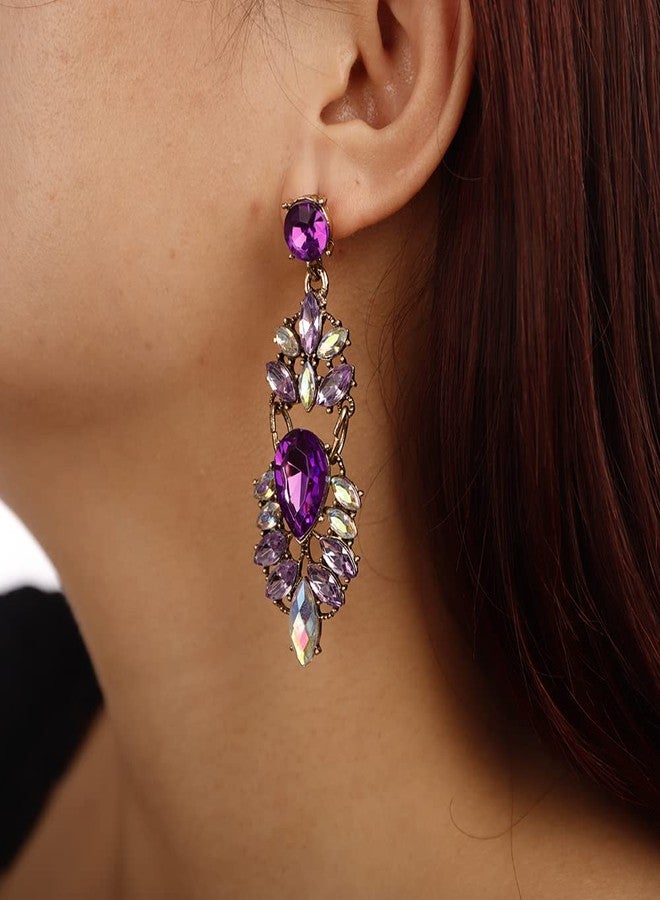 BERYUAN Cute Boho Purple Rhinestones Earrings for Women Dangle Girls Fashion Jewelry for Party Multi Styles(4) - Image 1