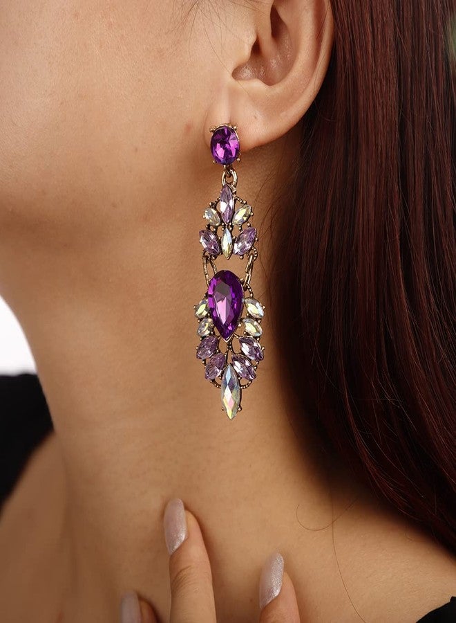 BERYUAN Cute Boho Purple Rhinestones Earrings for Women Dangle Girls Fashion Jewelry for Party Multi Styles(4) - Image 5