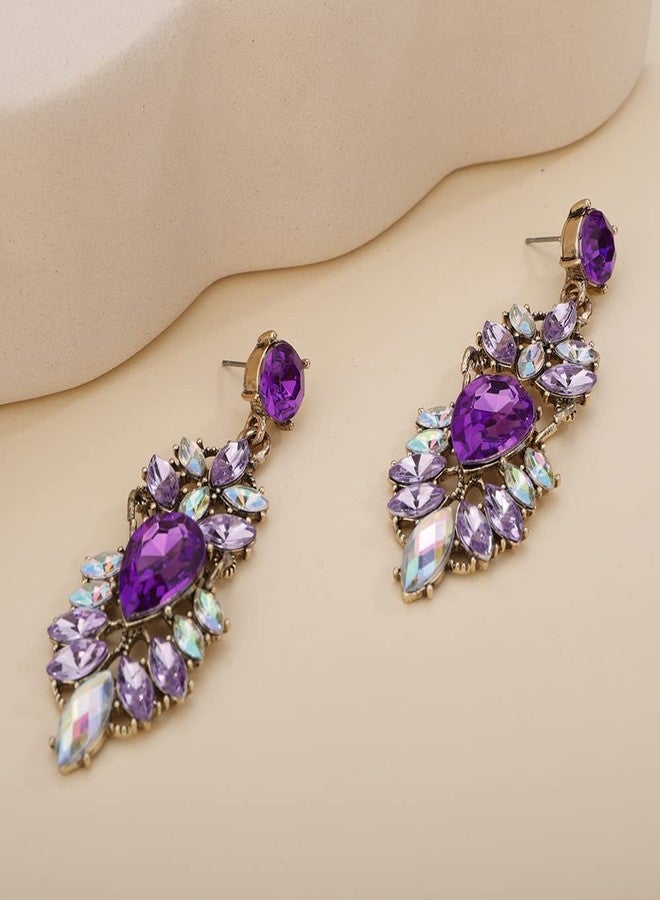 BERYUAN Cute Boho Purple Rhinestones Earrings for Women Dangle Girls Fashion Jewelry for Party Multi Styles(4) - Image 3