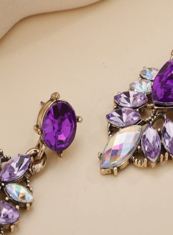 BERYUAN Cute Boho Purple Rhinestones Earrings for Women Dangle Girls Fashion Jewelry for Party Multi Styles(4) - Image 4