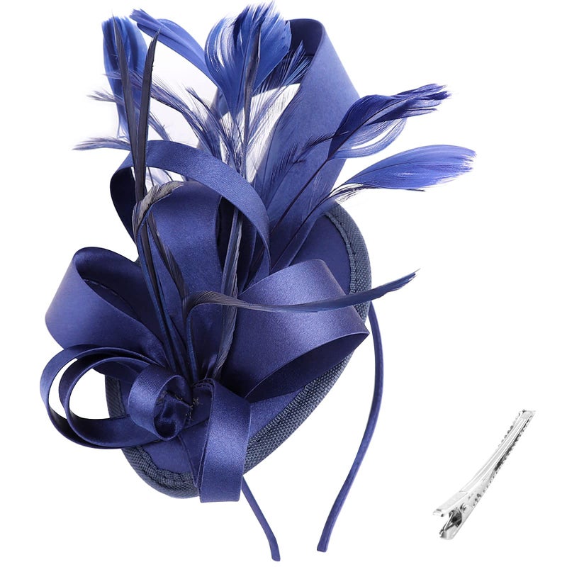 DRESHOW Fascinators Royal Banquet Ribbons Feathers Headwear Cocktail Tea Party Wedding Church Bridal Derby Hat for Women & Girls - Image 1
