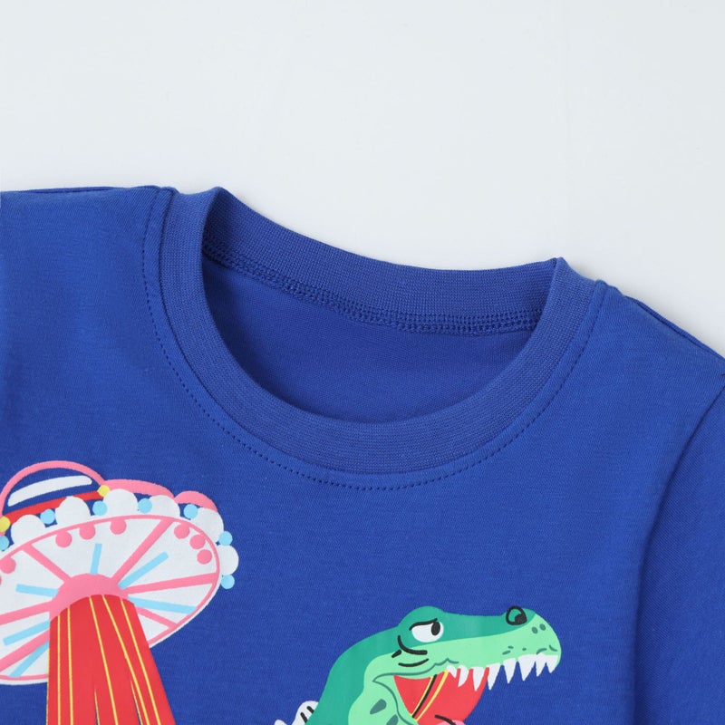 Boys Summer Set Round Neck Short Sleeve Cute Dinosaur Print 2-Piece - Image 3