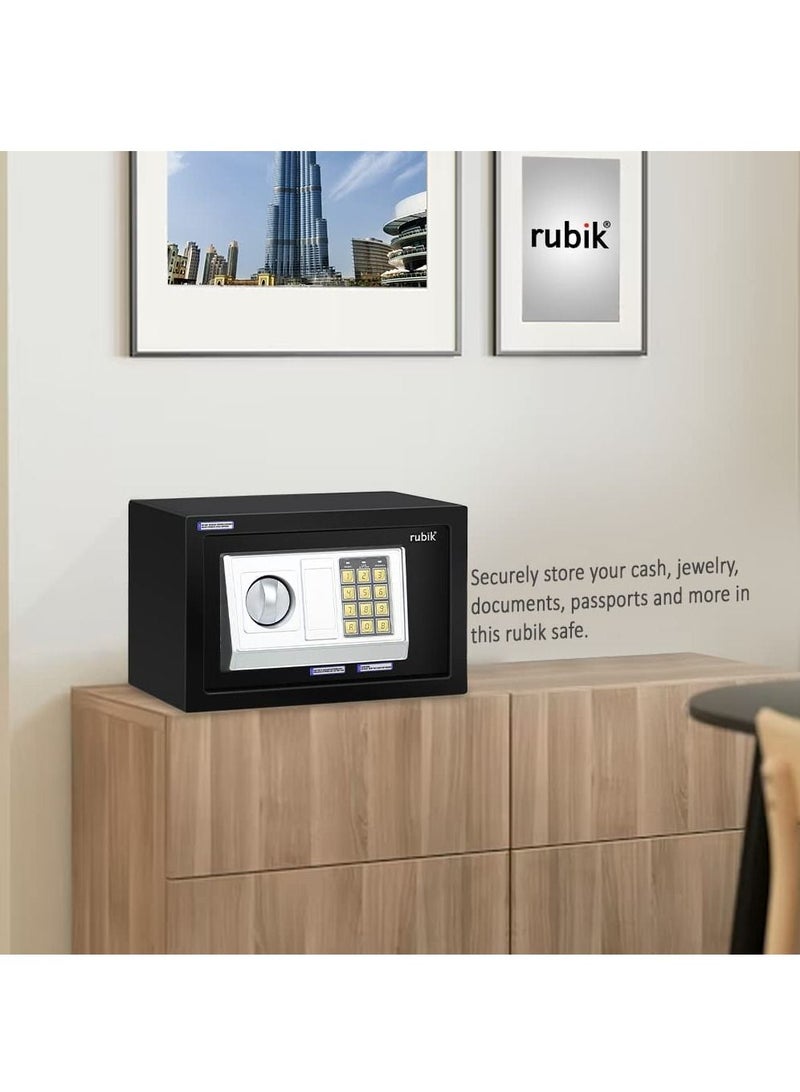 Rubik Safe Box with Digital Keypad and Key Lock for Money Cash Jewelry Office Home Office Security (31x20x20cm) Black - Image 5