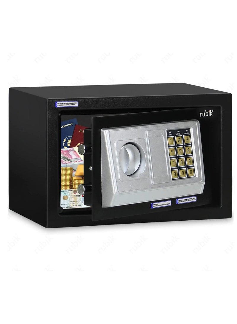 Rubik Safe Box with Digital Keypad and Key Lock for Money Cash Jewelry Office Home Office Security RB20EA (20x31x20cm) Black - Image 3
