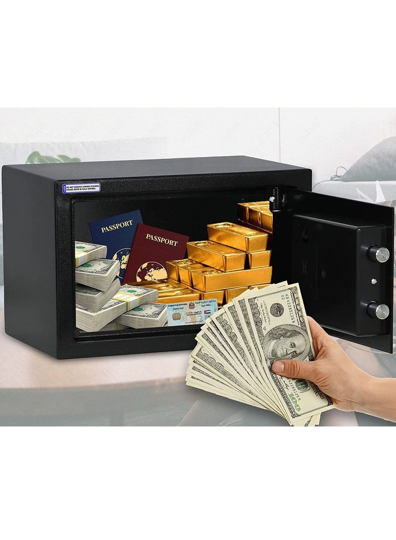 Rubik Safe Box with Digital Keypad and Key Lock for Money Cash Jewelry Office Home Office Security RB20EA (20x31x20cm) Black - Image 4