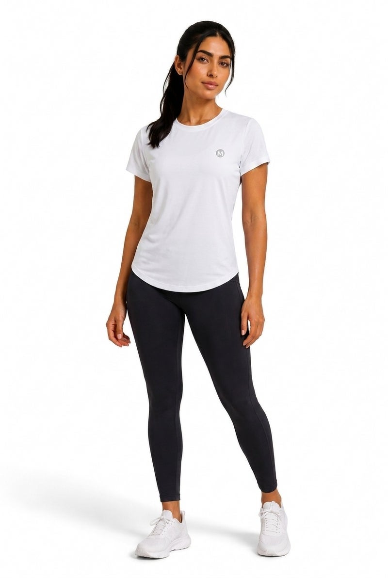 Moveletix Women's Training Short Sleeve T-Shirt White Soft - Image 4