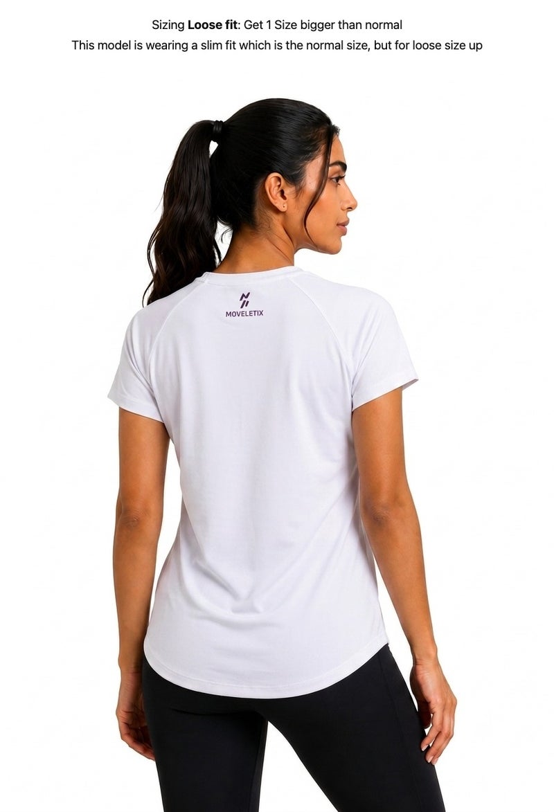 Moveletix Women's Training Short Sleeve T-Shirt White Soft - Image 2