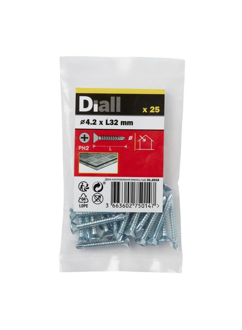 ACE Diall Carbon Steel Self Drill Screw Pack 32 x 4.2mm 25Pcs