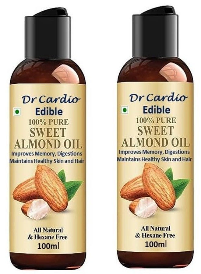 Dr Cardio زيت اللوز من دكتور كارديو، طبيعي بالكامل، معصور على البارد، خالٍ من المواد الكيميائية، للشعر والبشرة والحيوية، 100 مل × 2 - Image 1