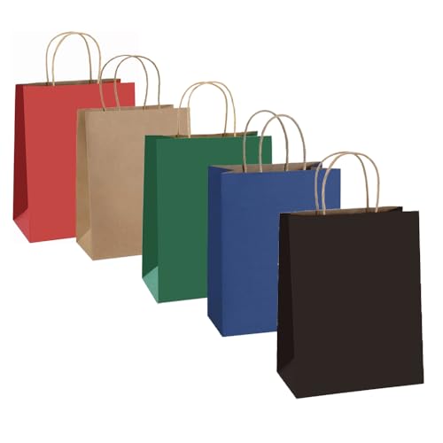 Festiko® 12 Pcs Multicolor Matte Paper Goodie Bags (27 X 21 X 11 CM) - Party Favor Color Paper Bags, Goodie Candy Gift Paper Bags for Birthday/Wedding/Engagement/Party/Festivals - Image 1