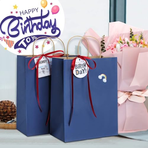 Festiko® 12 Pcs Multicolor Matte Paper Goodie Bags (27 X 21 X 11 CM) - Party Favor Color Paper Bags, Goodie Candy Gift Paper Bags for Birthday/Wedding/Engagement/Party/Festivals - Image 4